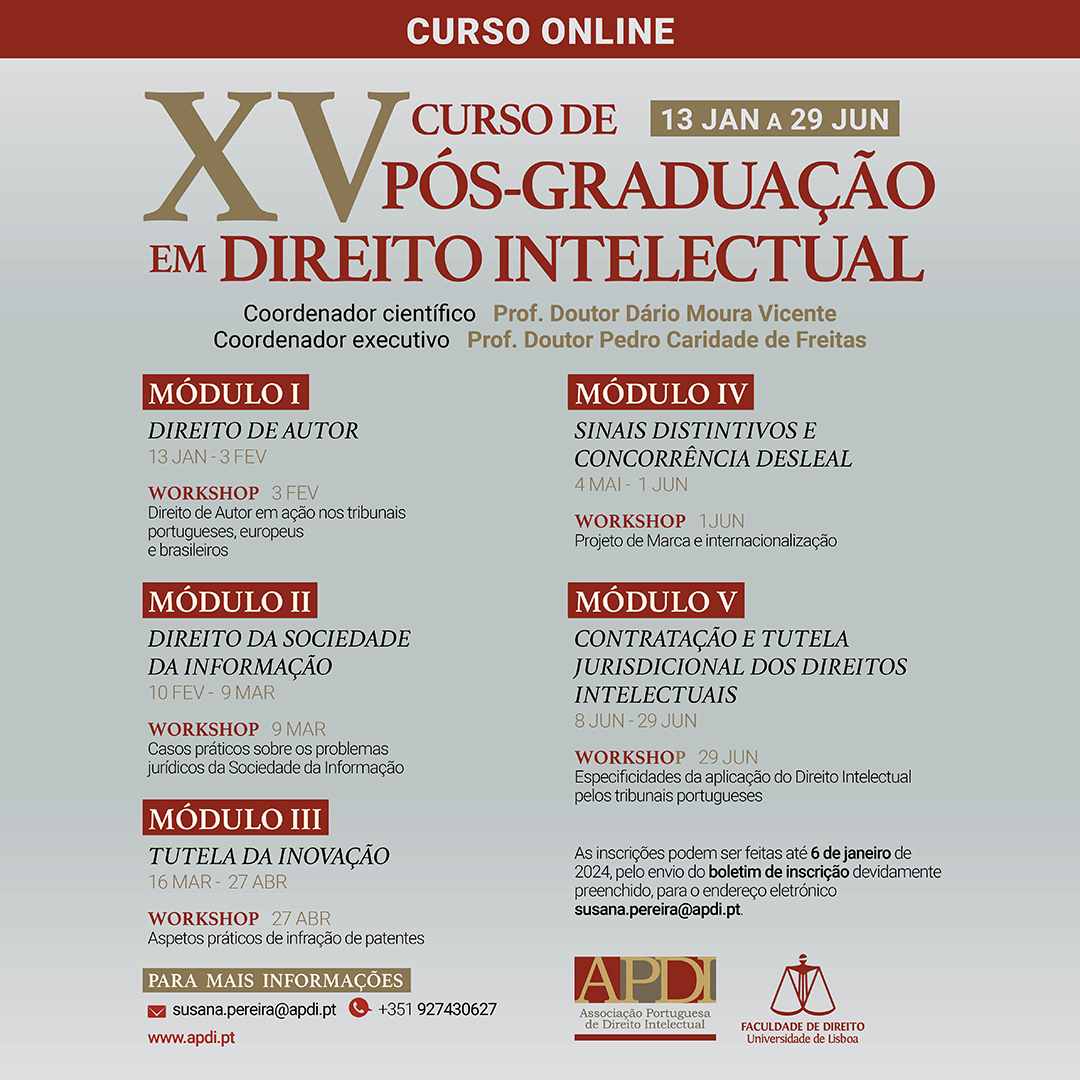 XV Curso de Pós-Graduação em Direito Intelectual – Edição 2024