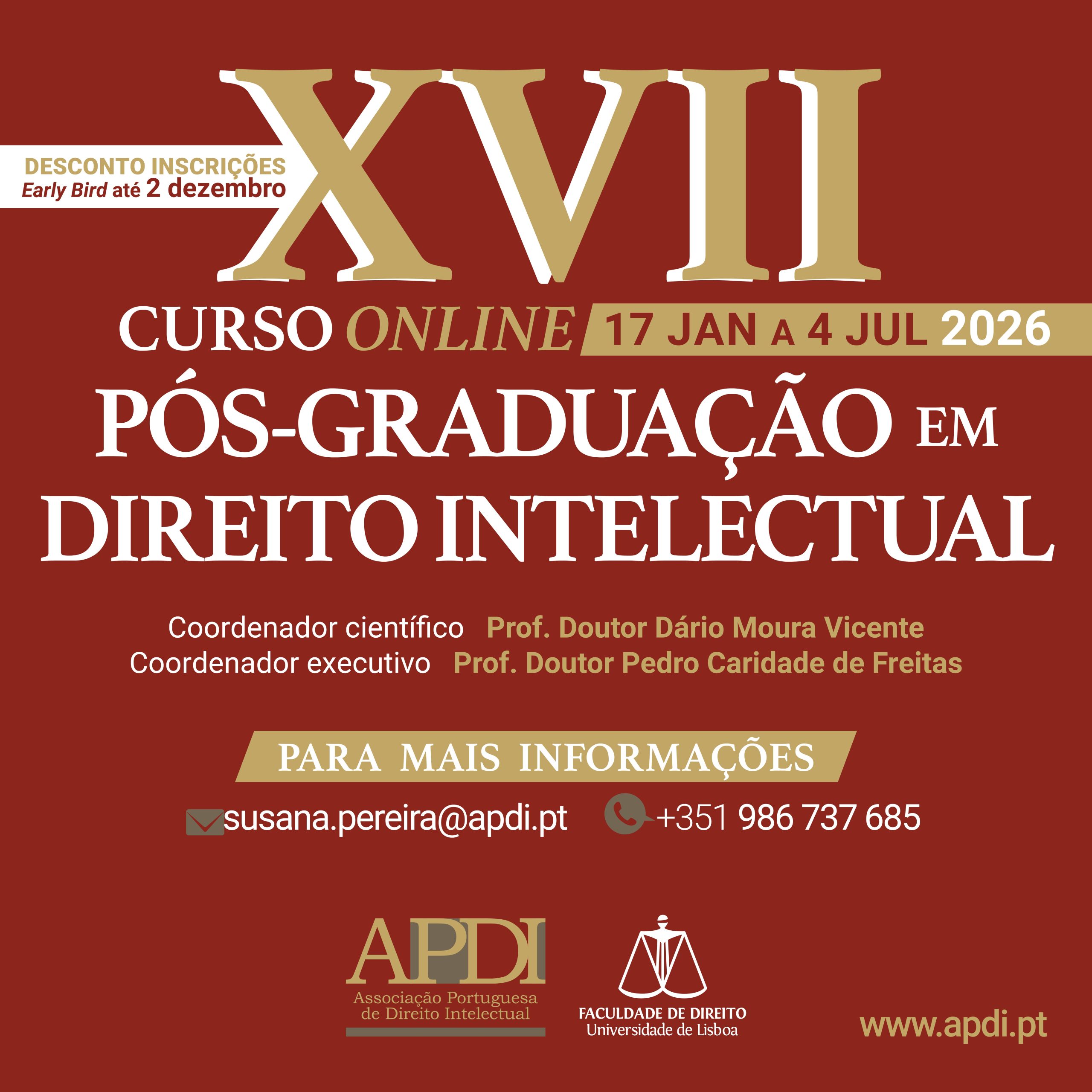 XVII Curso de Pós-Graduação em Direito Intelectual – Edição 2026
